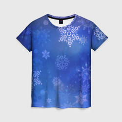 Женская футболка Декоративные снежинки на фиолетовом