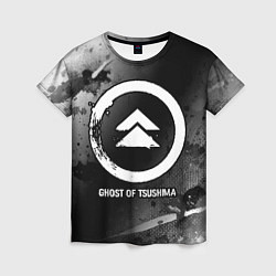 Женская футболка Ghost of Tsushima glitch на темном фоне