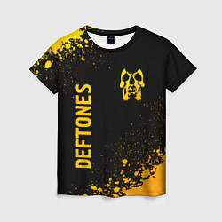 Женская футболка Deftones - gold gradient вертикально