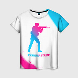 Женская футболка Counter Strike neon gradient style