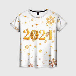 Женская футболка Новый 2024 год - золотой