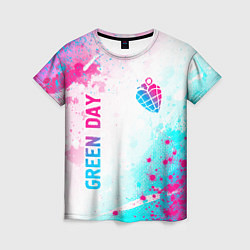 Женская футболка Green Day neon gradient style вертикально