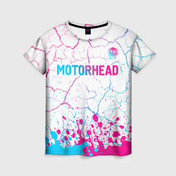 Женская футболка Motorhead neon gradient style посередине
