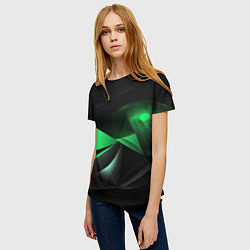 Футболка женская Трехмерность зеленой фигуры, цвет: 3D-принт — фото 2