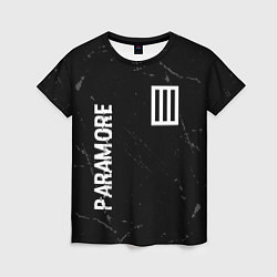 Женская футболка Paramore glitch на темном фоне вертикально