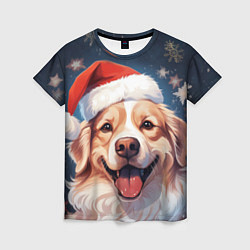 Женская футболка New Years mood from Santa the dog