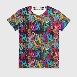 Футболка женская Multicolored english letters, цвет: 3D-принт