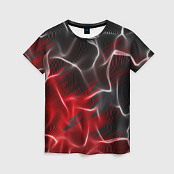 Женская футболка Дым и красные текстуры