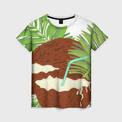 Женская футболка Кокосы и листья