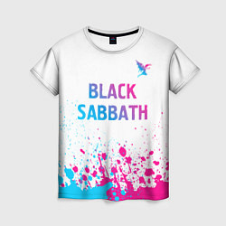 Женская футболка Black Sabbath neon gradient style посередине