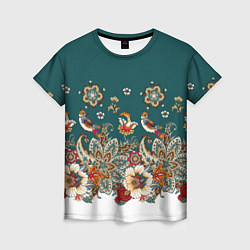 Женская футболка Индийский орнамент с птицами