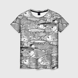 Женская футболка Экзотические рыбы в кораллах