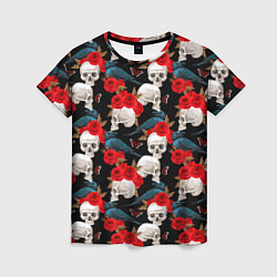 Женская футболка Skull in roses