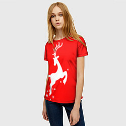 Футболка женская Рождественский олень Red and white, цвет: 3D-принт — фото 2