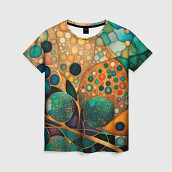 Женская футболка Вдохновение Климтом - изумрудная абстракция с круг