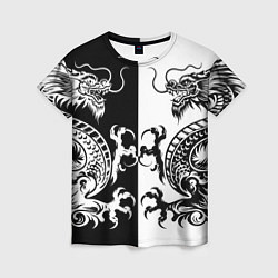 Женская футболка Черный и белый дракон