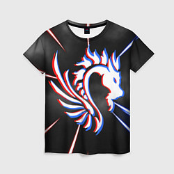 Женская футболка Трехцветный неоновый дракон