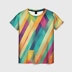 Женская футболка Цветные диагональные полосы