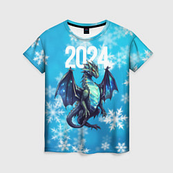 Женская футболка 2024 синий дракон