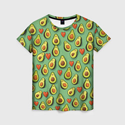 Женская футболка Авокадо и сердечки