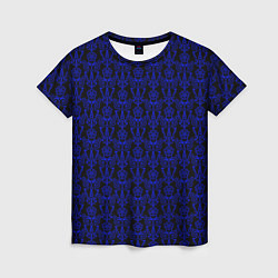 Женская футболка Чёрно-синий узоры