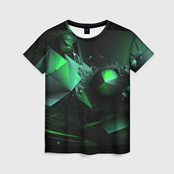 Женская футболка Геометрическая текстурная зеленая абстракция