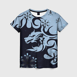 Женская футболка Дракон со снежинками
