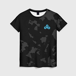 Женская футболка Cloud9 - Форма команды,чёрный камуфляж 2024