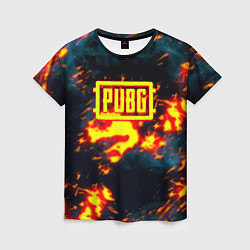 Женская футболка PUBG огненое лого
