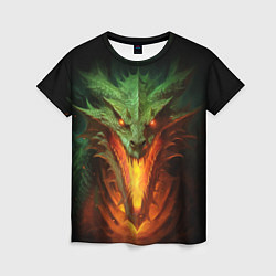 Женская футболка Зеленый огнедышащий дракон