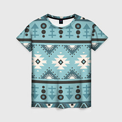 Женская футболка Этническая геометрия в голубой палитре