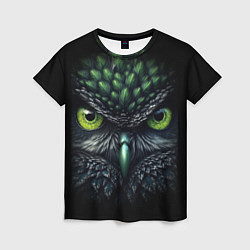 Женская футболка Грозная зеленая сова