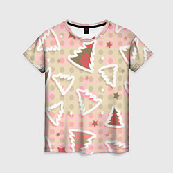 Женская футболка Розовые узоры ёлки