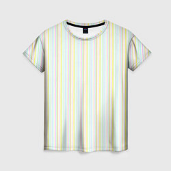 Женская футболка Тонкие цветные полосы на белом
