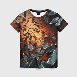 Женская футболка Летящие камни и взрыв