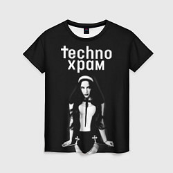 Женская футболка Techno храм дерзкая монашка