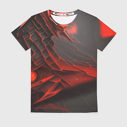 Женская футболка Красная сеть на чёрном фоне