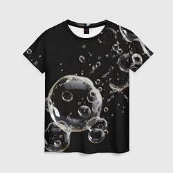 Футболка женская Пузыри на черном, цвет: 3D-принт