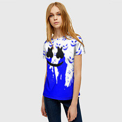 Футболка женская Marshmello dj blue pattern music band, цвет: 3D-принт — фото 2