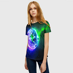 Футболка женская Космическая земля, цвет: 3D-принт — фото 2