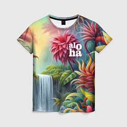 Женская футболка Гавайские тропические цветы - алоха