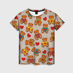 Женская футболка Мишки в свитерах и сердечки