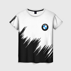 Женская футболка BMW чёрные штрихи текстура