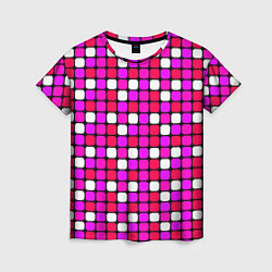 Женская футболка Розовые и белые квадраты
