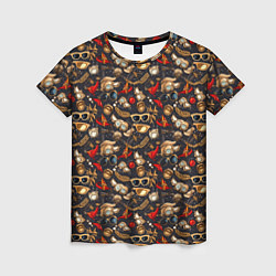 Женская футболка Паттерн из красных абстрактных очков