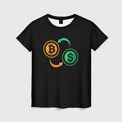 Футболка женская Криптовалюта биткоин и доллар, цвет: 3D-принт