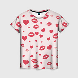 Женская футболка Поцелуйчики паттерн