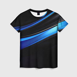 Женская футболка Геометрическая абстракция черных и синих волн