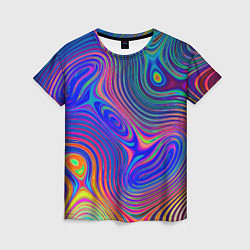 Женская футболка Яркая абстракция волнистых линий