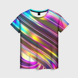 Женская футболка Неоновый скрученный металл разноцветный